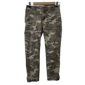 Kut from the Kloth Reese Ankle Straight Leg Pants Camo Print Zipper Hem Women 4